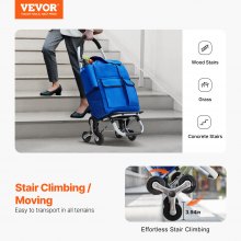 VEVOR Carrito de Compra para Subir Escaleras Plegable 36 L 6 Ruedas con Bolsa