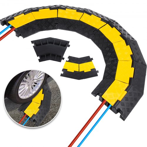 4 Pack Rubber Cable Protector Ramp 45 Left Turn 2 Channel Cost-effective Sturdy