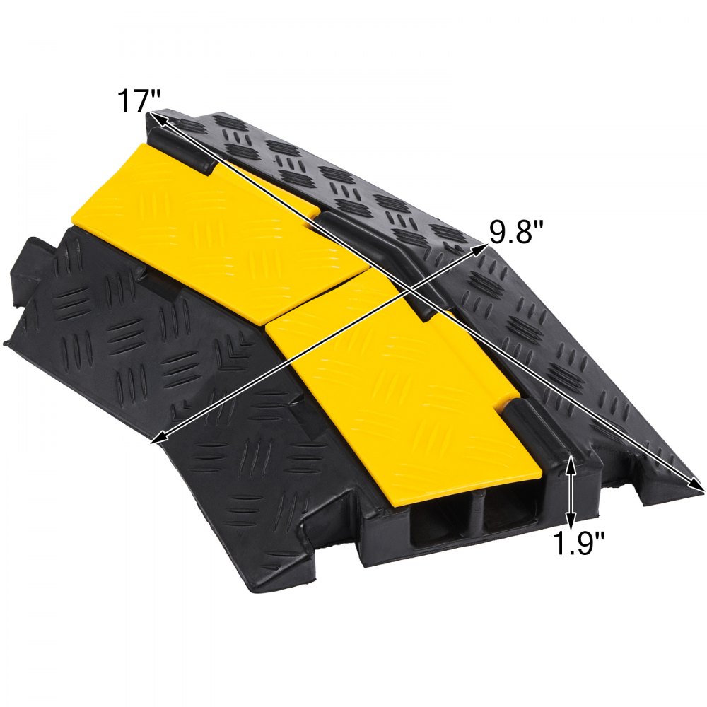 4 Pack Rubber Cable Protector Ramp 45 Left Turn 2 Channel Cost-effective Sturdy