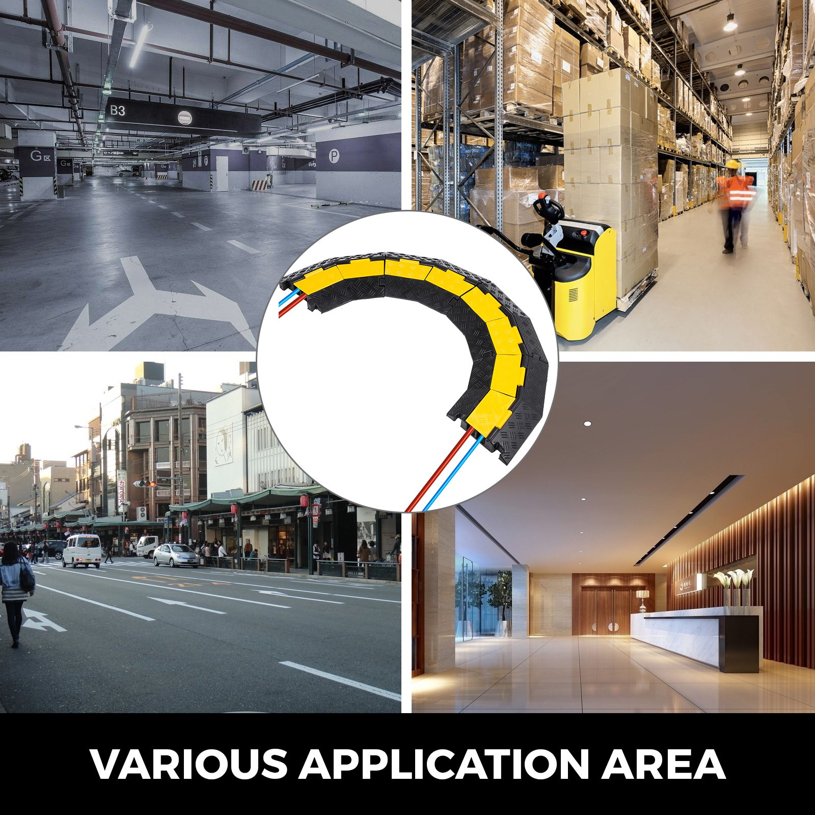 4 Pack Rubber Cable Protector Ramp 45 Left Turn 2 Channel Cost-effective Sturdy