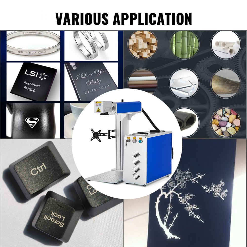 VEVOR Máquina de Marcado Láser de Fibra 30 W 8000 mm / s Máquina de Grabado Láser de Fibra 150 x150mm 20-80kHz Grabador Láser de Fibra Compatible con Auto-Cad, CorelDraw, Photoshop 100000 h de Vida