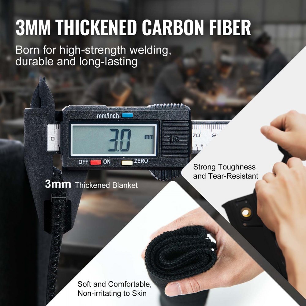 VEVOR Manta de soldadura retardante de llama, manta ignífuga de 305 x 305 mm, fibra de carbono, resistente al calor, 982 ℃, estera de protección de antorcha de propano con ojales metálicos