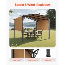 VEVOR Pérgola Retráctil Exterior 3650x3048x2540 mm con Parte Superior Arqueada