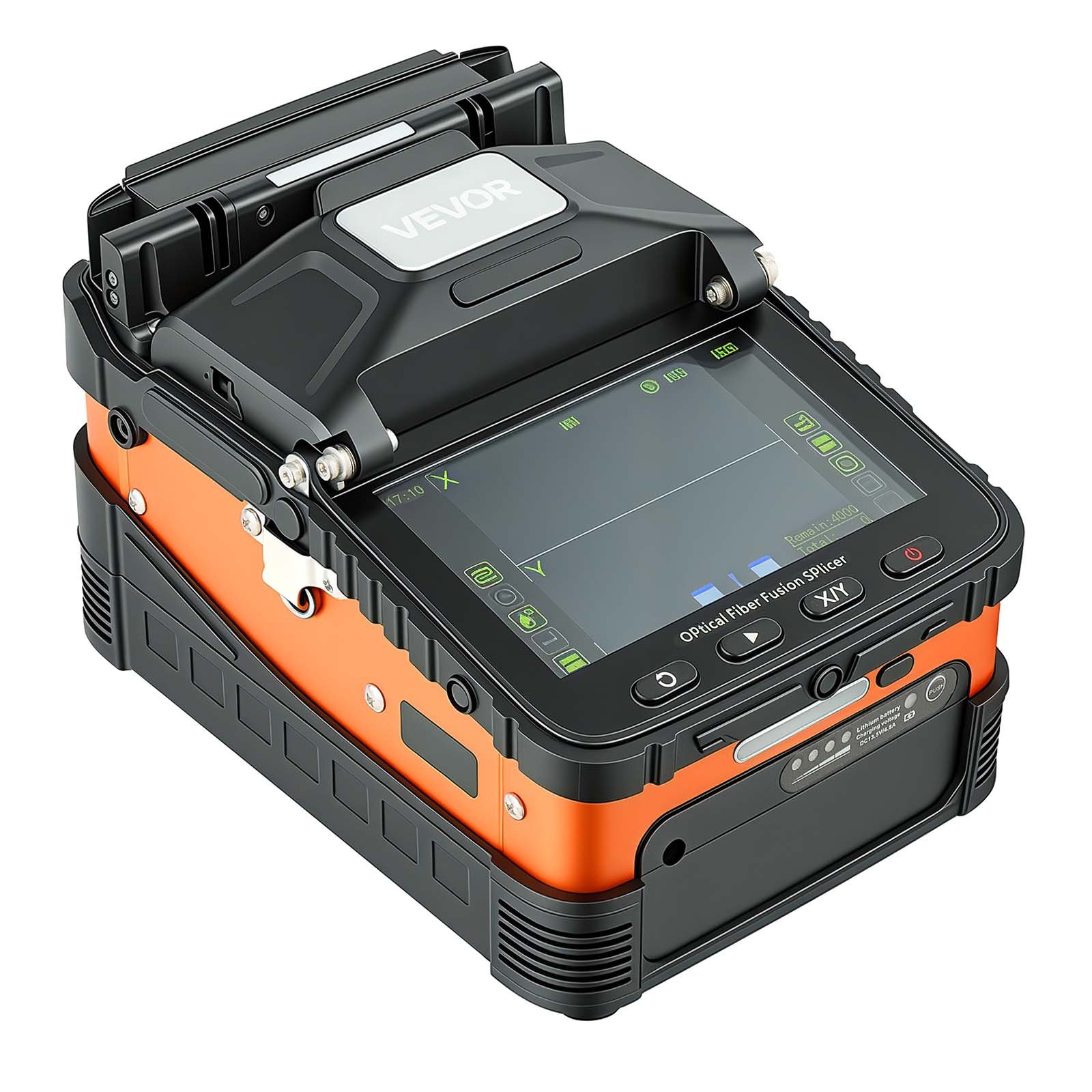VEVOR Fusionadora de Fibra Óptica con 6 Motores, Alineación de Núcleo de 0,5 µm, Empalme en 8 s y Calentamiento en 18 s, Pantalla LCD de 5 Pulgadas, Bluetooth, Batería de 5200 mAh y Cortadora S07
