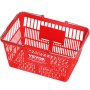 VEVOR Cesta Roja de la Compra con Mango y Soporte de Metal, 12 Piezas, 21 L, Cesta Portátil de la Compra de Plástico Duradero de 425 x 305 x 218 mm, para la Compra de Comestibles en el Supermercado