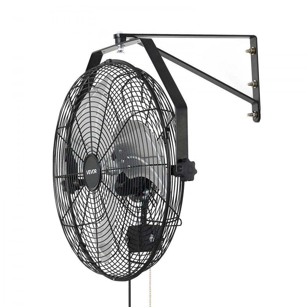 VEVOR Ventilador de Pared con 3 Velocidades, Aire de Flujo, Ángulo Ajustable, Motor de Cobre, Protección IP44, Ventilador Industrial Oscilante de Acero para Taller, Garaje, Gimnasio, Comercio, Almacén