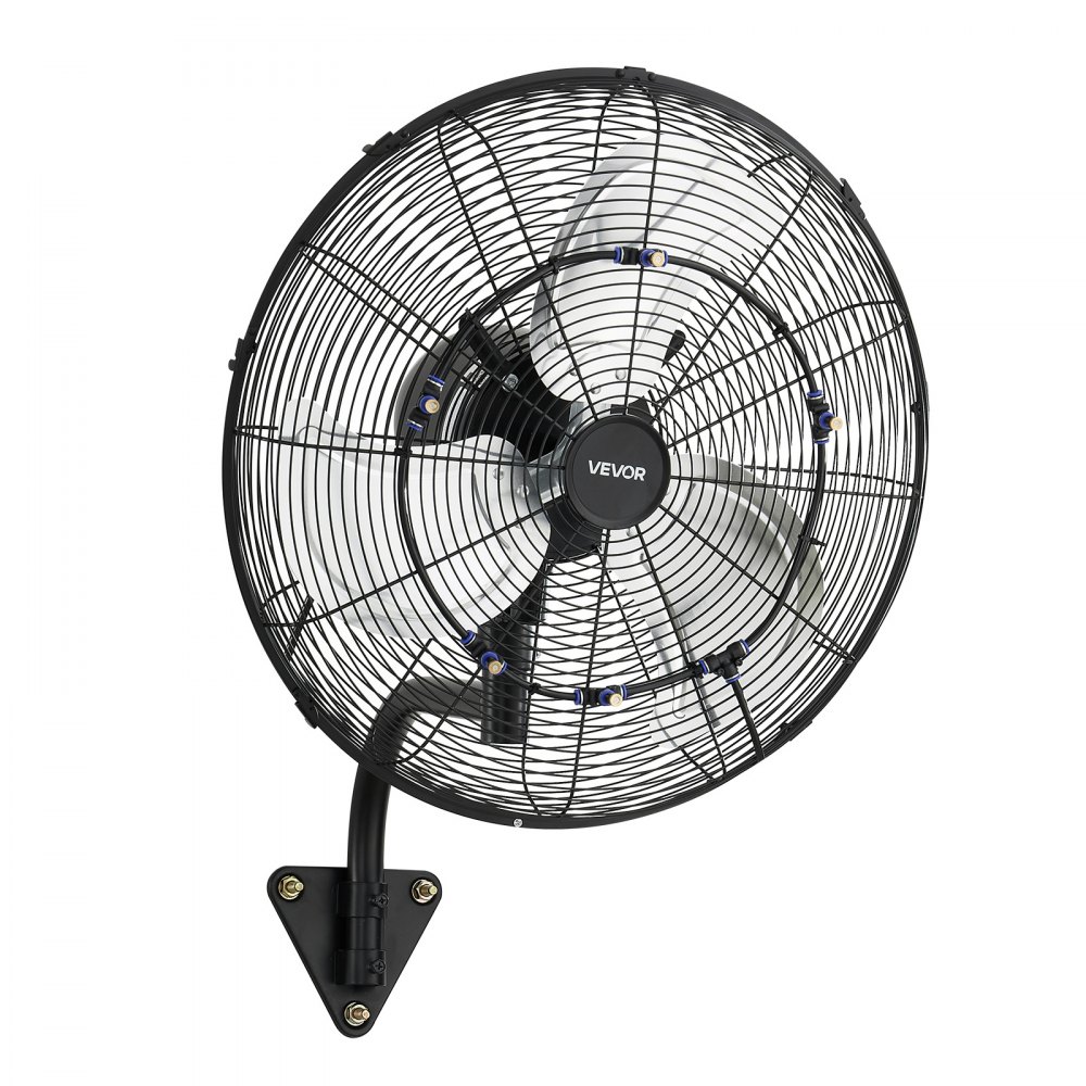 VEVOR Ventilador de Pared con 3 Velocidades, Nebulización, Control Remoto y Termostato, IP44, Ventilador Industrial Oscilante de Acero al Carbono para Exterior, Taller, Invernadero, Ganadería, Garaje