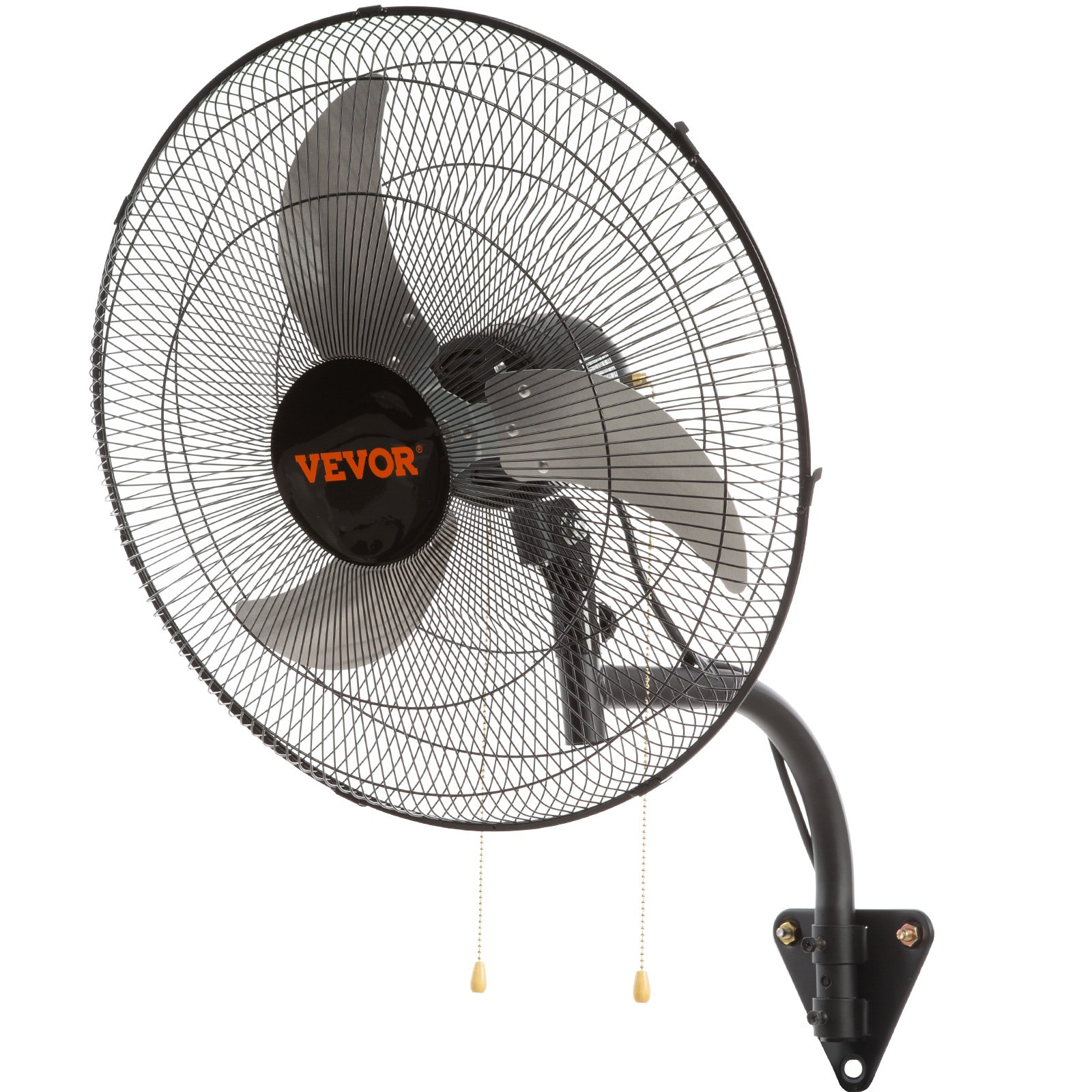 VEVOR Ventilador de Montaje en Pared, 44,45 cm, 3 Velocidades de Alta Velocidad Máx. Ventilador de Pared Industrial Oscilante de 4000 CFM, Comercial o Residencial para Almacén, Invernadero, Negro
