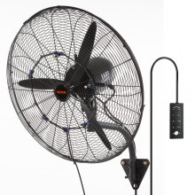 VEVOR Ventilador Nebulizador de Montaje en Pared, 61,6 cm, 3 Velocidades de Alta Velocidad Máx. 7000 CFM, Ventilador de Pared Industrial Oscilante a Prueba de Agua, Comercial o Residencial, Negro