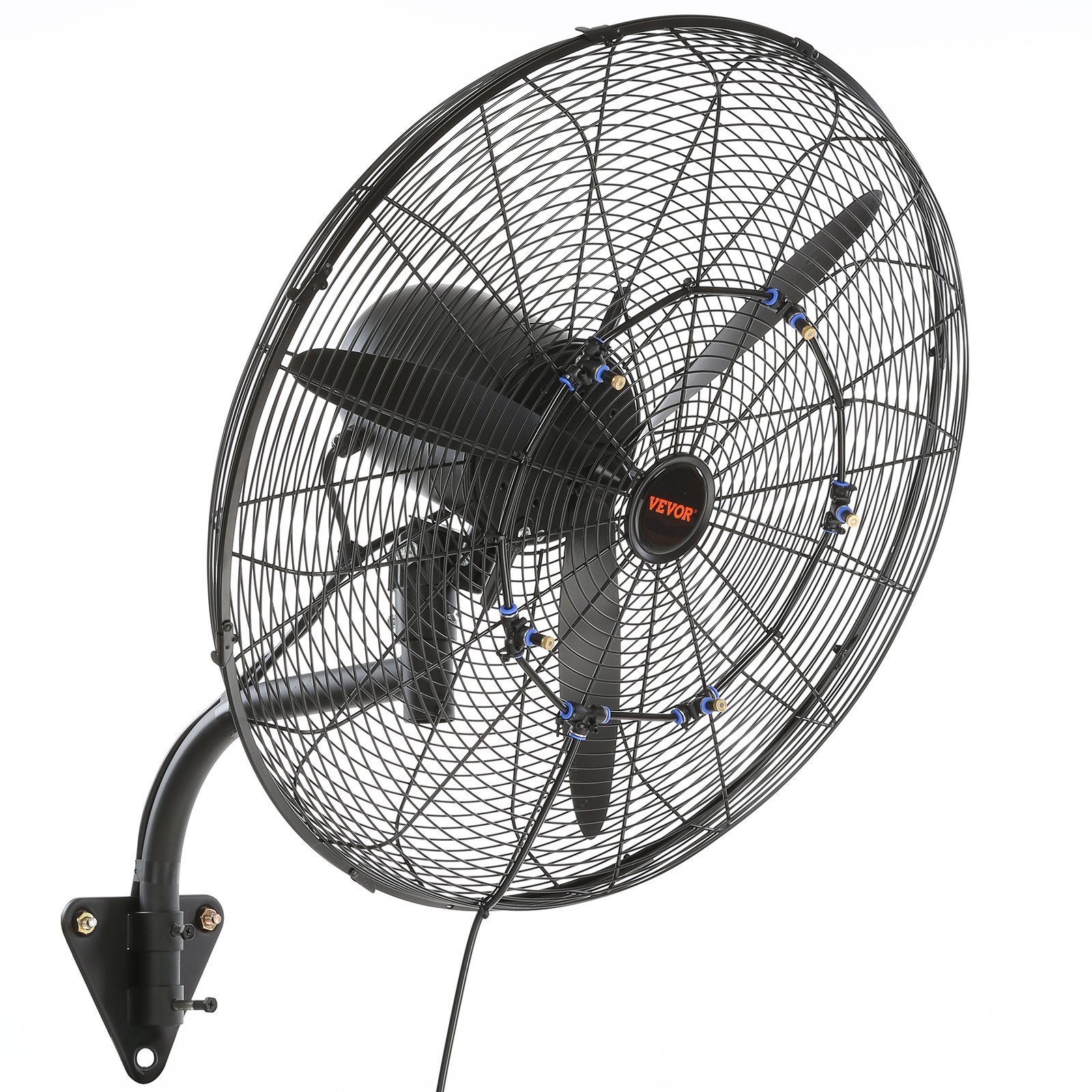 VEVOR Ventilador Nebulizador de Montaje en Pared, 61,6 cm, 3 Velocidades de Alta Velocidad Máx. 7000 CFM, Ventilador de Pared Industrial Oscilante a Prueba de Agua, Comercial o Residencial, Negro
