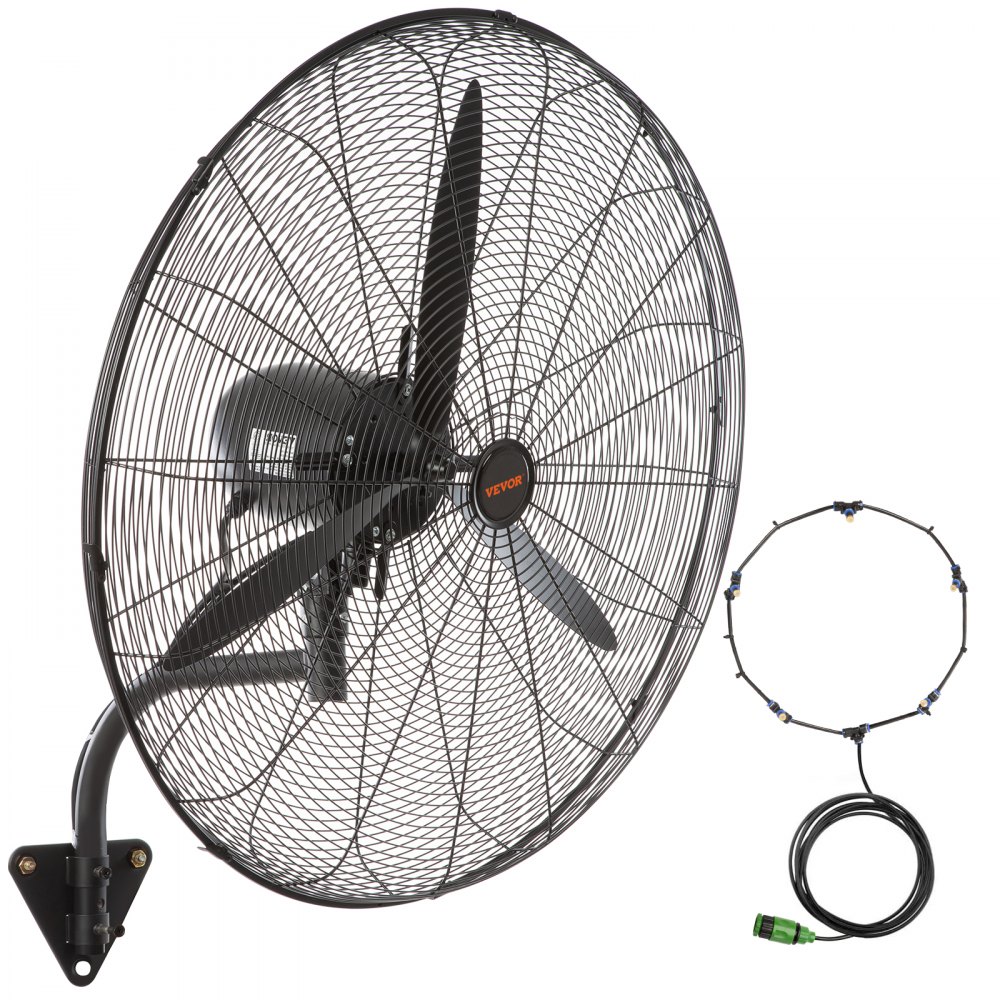 VEVOR Ventilador Nebulizador de Montaje en Pared, 74,9 cm, 3 Velocidades de Alta Velocidad Máx. 9500 CFM, Ventilador de Pared Industrial Oscilante a Prueba de Agua, Comercial o Residencial, Negro