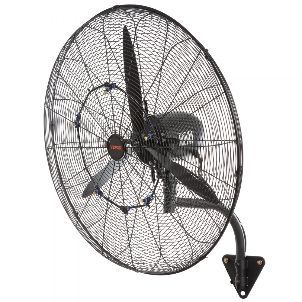 VEVOR Ventilador Nebulizador de Montaje en Pared, 74,9 cm, 3 Velocidades de Alta Velocidad Máx. 9500 CFM, Ventilador de Pared Industrial Oscilante a Prueba de Agua, Comercial o Residencial, Negro