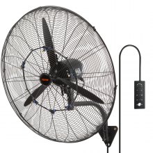 VEVOR Ventilador Nebulizador de Montaje en Pared, 74,9 cm, 3 Velocidades de Alta Velocidad Máx. 9500 CFM, Ventilador de Pared Industrial Oscilante a Prueba de Agua, Comercial o Residencial, Negro
