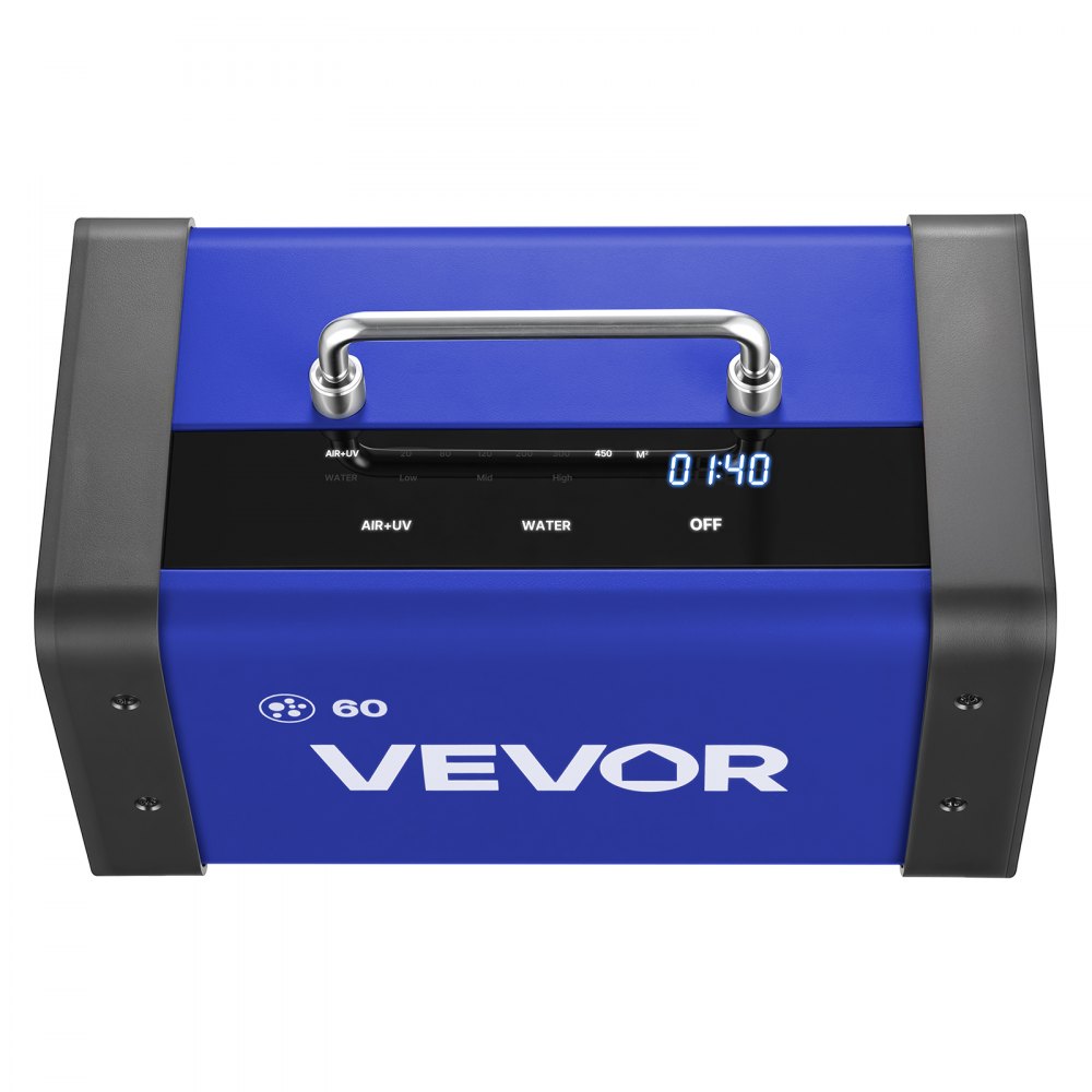 VEVOR Generador de Ozono 60000 mg/h con 12 Tubos de Cuarzo, Control Remoto, Doble Modo, Máquina de Ozono con Doble Manguera, Difusores de Corindón, Cobertura hasta 450 m², para Cocina Hogar Oficina