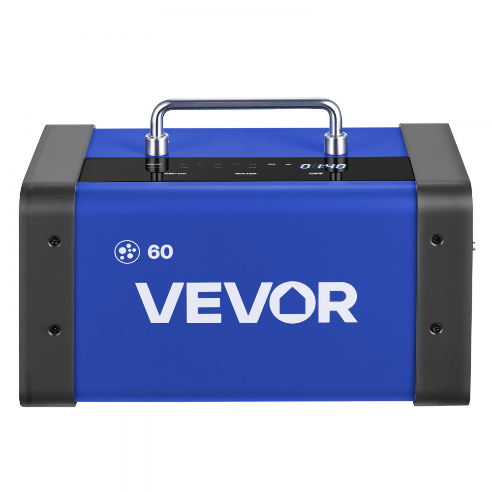 VEVOR Generador de Ozono 60000 mg/h con 12 Tubos de Cuarzo, Control Remoto, Doble Modo, Máquina de Ozono con Doble Manguera, Difusores de Corindón, Cobertura hasta 450 m², para Cocina Hogar Oficina