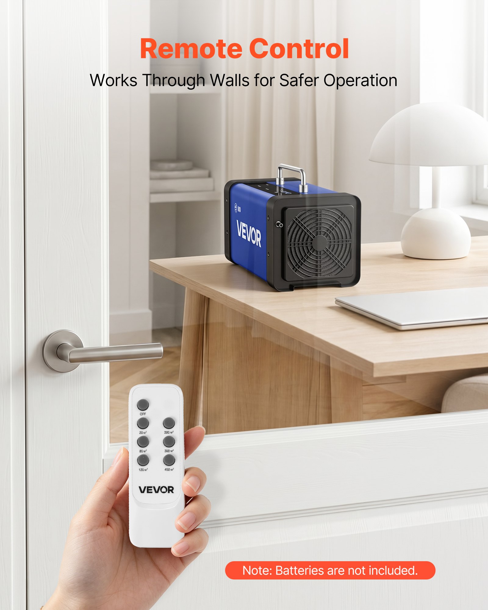 VEVOR Generador de Ozono 60000 mg/h con 12 Tubos de Cuarzo, Control Remoto, Doble Modo, Máquina de Ozono con Doble Manguera, Difusores de Corindón, Cobertura hasta 450 m², para Cocina Hogar Oficina