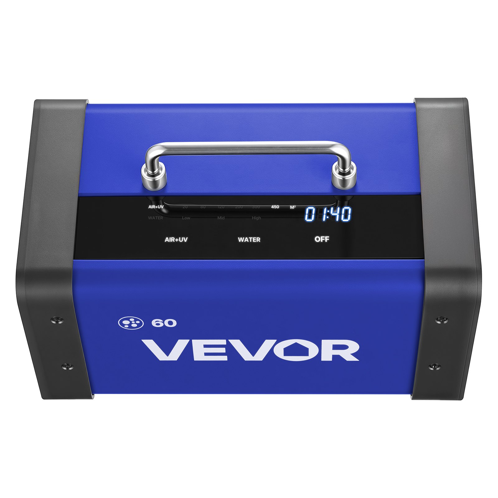 VEVOR Generador de Ozono 60000 mg/h con 12 Tubos de Cuarzo, Control Remoto, Doble Modo, Máquina de Ozono con Doble Manguera, Difusores de Corindón, Cobertura hasta 450 m², para Cocina Hogar Oficina