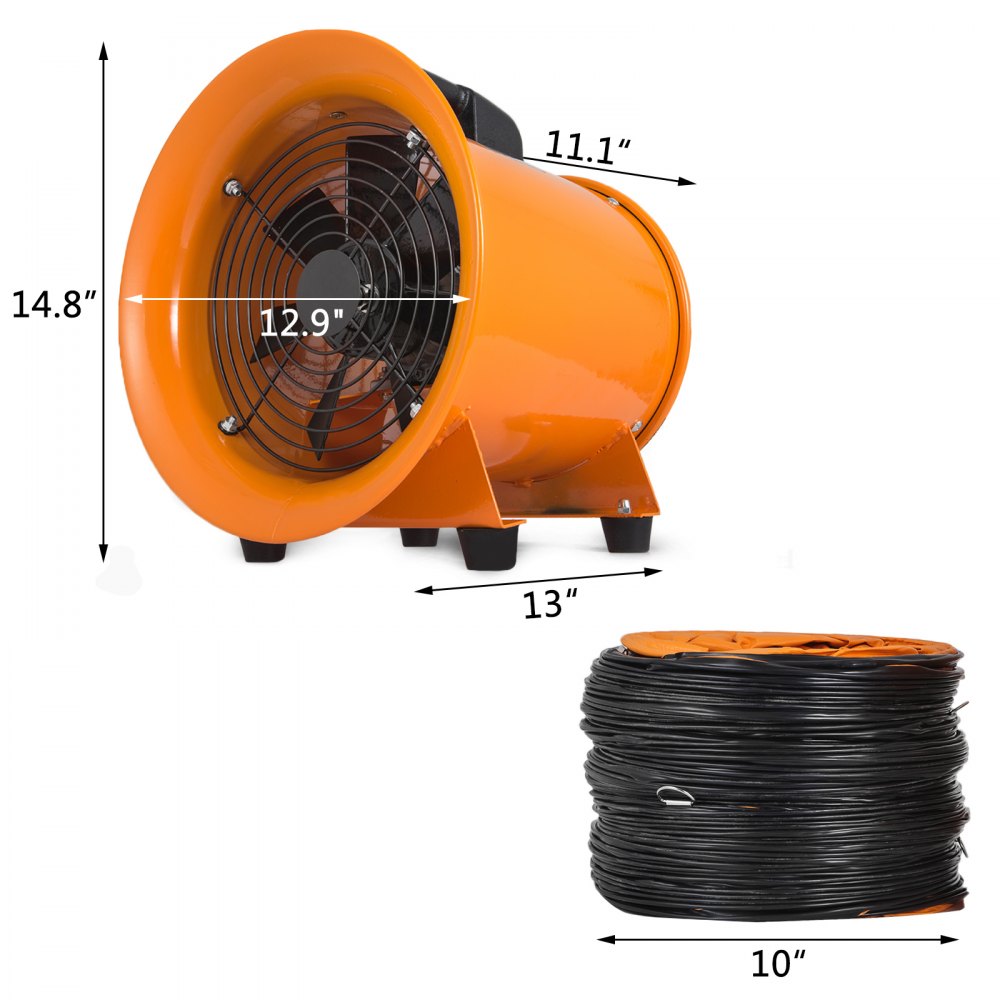 Ventilador Industrial 250 mm Extractor Aire Industrial de PVC Conducto de 10 m