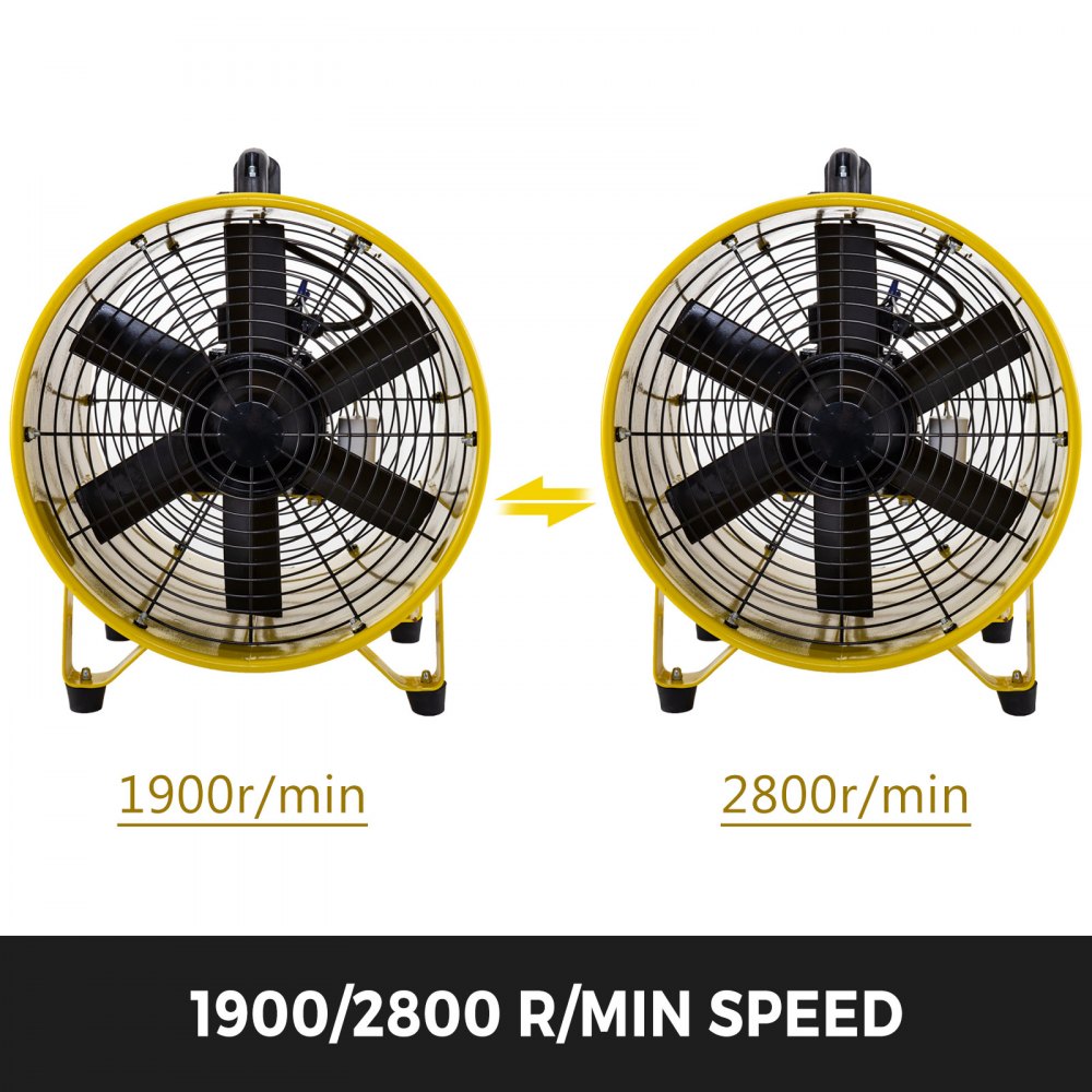 Ventilador De Extracción Portátil De 16" Dos Velocidades Con Manguera De 10m