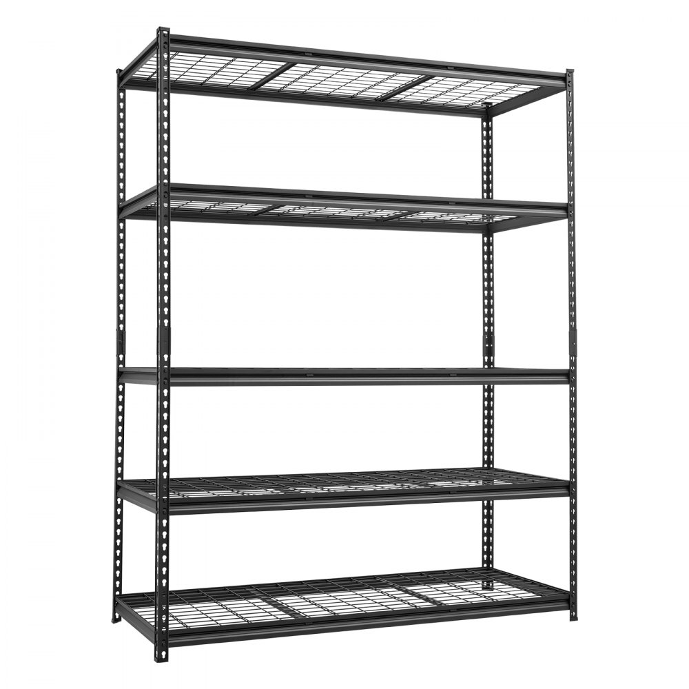 VEVOR Estantería Metálica 5 Niveles 152,6 x 61,2 x 195,8 cm 1361 kg SPCC, Estante de Almacenamiento Ajustable, Malla de Alambre, Montaje sin Tornillos para Garaje, Sótano, Almacén y Taller, Negro