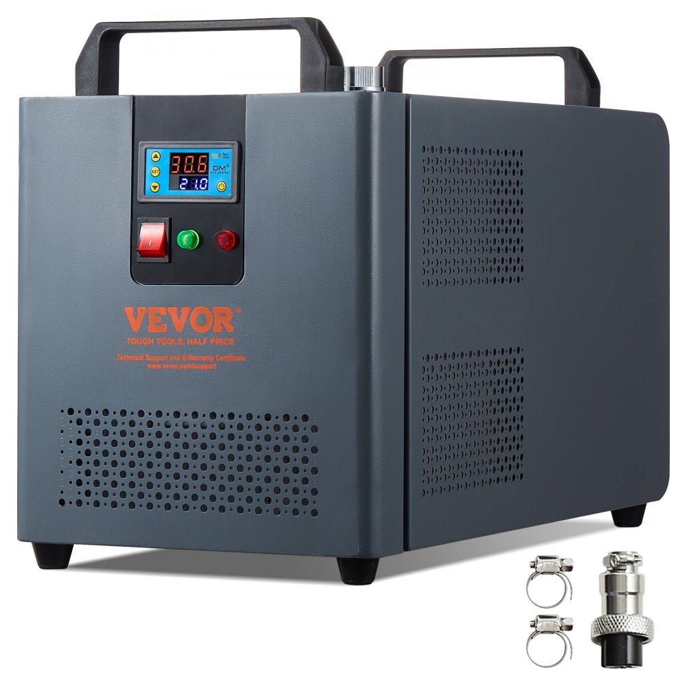 VEVOR Enfriador de Agua Industrial KH-6000 Sistema de Refrigeración por Agua Industrial 200 W con Compresor Tanque de Agua de 12 L 7,8 l/min para Máquina de Refrigeración de Grabado Láser de CO2