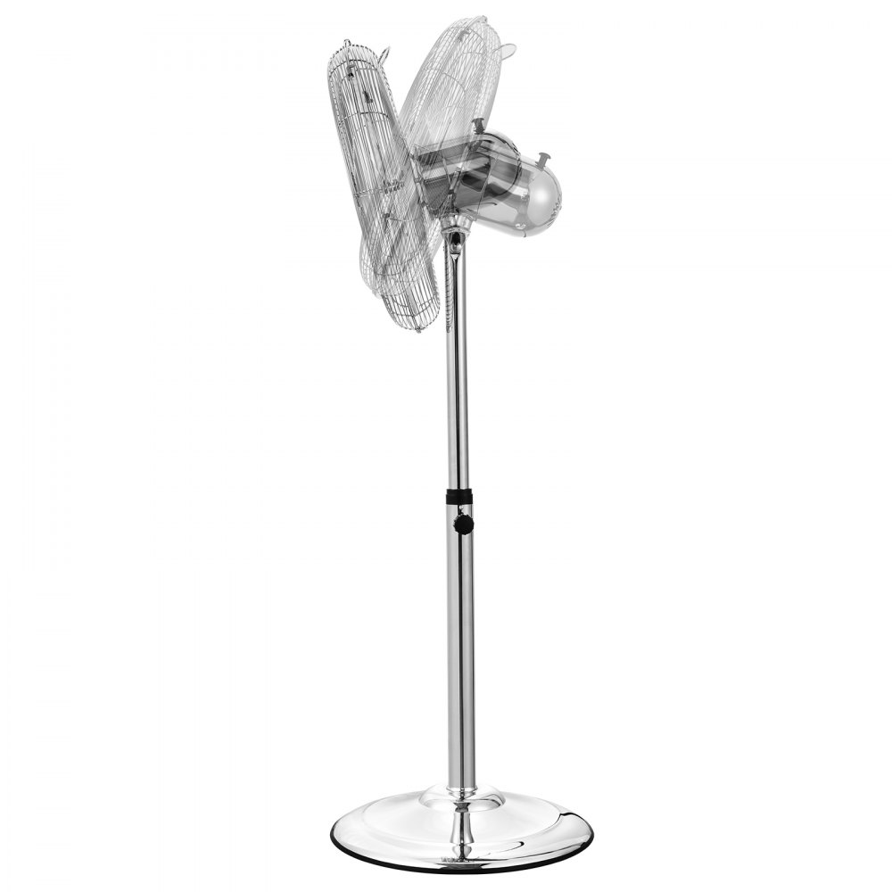 VEVOR Ventilador Oscilante de Pedestal 44,5 cm Altura Ajustable de 88,5 a 124,5 cm Ventilador de Pie 3 Velocidades de Alta Potencia para Sala de Estar, Hogar, Oficina, Plata, 445 x 398 x 1245 mm