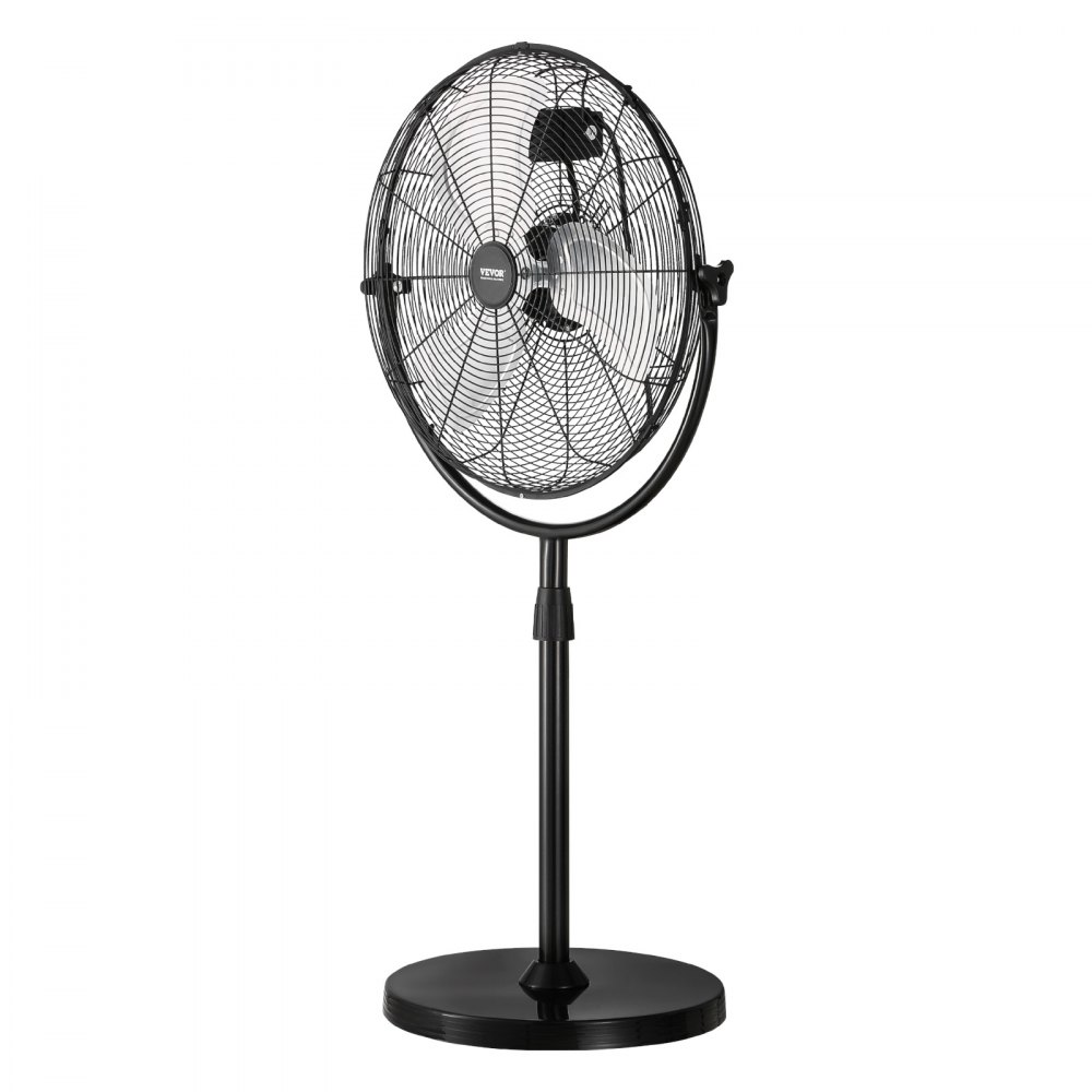 VEVOR Ventilador de Pedestal 56 cm Ventilador de Pie Altura Ajustable de 115 a 147 cm, 3 Velocidades 7,3 m/s, de Alta Potencia, para Sala de Estar, Hogar, Oficina, Negro, 560 x 425 x 1470 mm