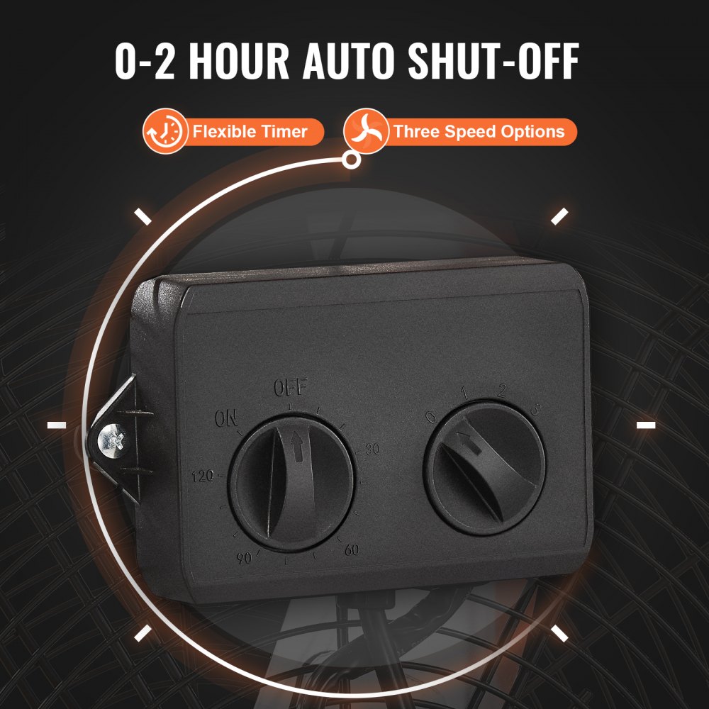 VEVOR Ventilador de Tambor de Alta Velocidad, Uso Comercial Resistente, 3 Velocidades, 8600 CFM, Inclinación Ajustable de 360°, Temporizador 0 a 2 h, para Almacén, Taller, Fábrica, 780 x 710 x 320 mm