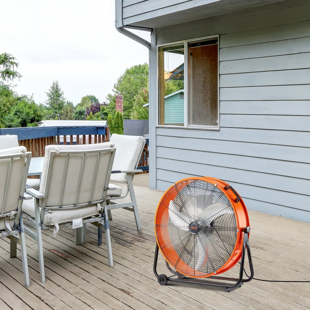 VEVOR Ventilador de Tambor Industrial de Alta Velocidad para Taller, Uso Comercial de Alta Resistencia, Velocidad Infinitamente Variable 8900 CFM, con Inclinación Ajustable de 360°, 780 x 710 x 320 mm