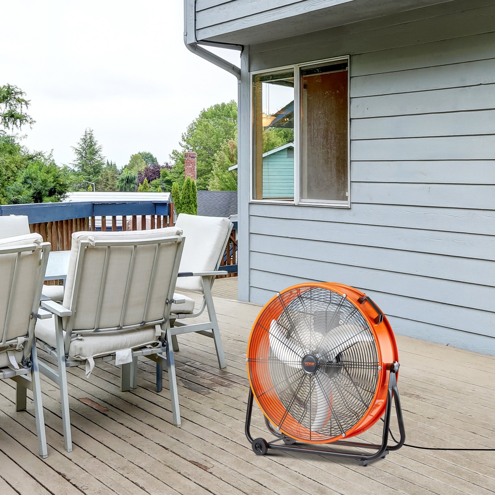VEVOR Ventilador de Tambor Industrial de Alta Velocidad para Taller, Uso Comercial de Alta Resistencia, Velocidad Infinitamente Variable 8900 CFM, con Inclinación Ajustable de 360°, 780 x 710 x 320 mm