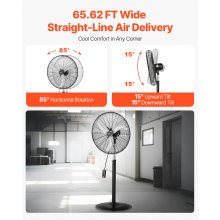VEVOR Ventilador de Pedestal Oscilante 81cm 3 Velocidades Altura Ajustable Negro
