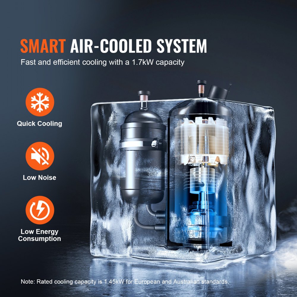 VEVOR Enfriador de Agua Industrial, Sistema de Enfriamiento de Enfriador de Agua Industrial con Compresor Capacidad del Tanque de Agua de 7 L 18 L/min Caudal Máximo, para Máquina de Grabado Láser