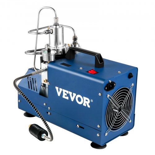 VEVOR Bomba PCP Eléctrica 300 BAR 30 MPa 4500 PSI Compresor de Aire de Alta Presión 1800W Bomba de Aire de Alta Presión 37x18x40 cm Apagado Automático, Separador de Agua y Aceite para Tanque de Buceo