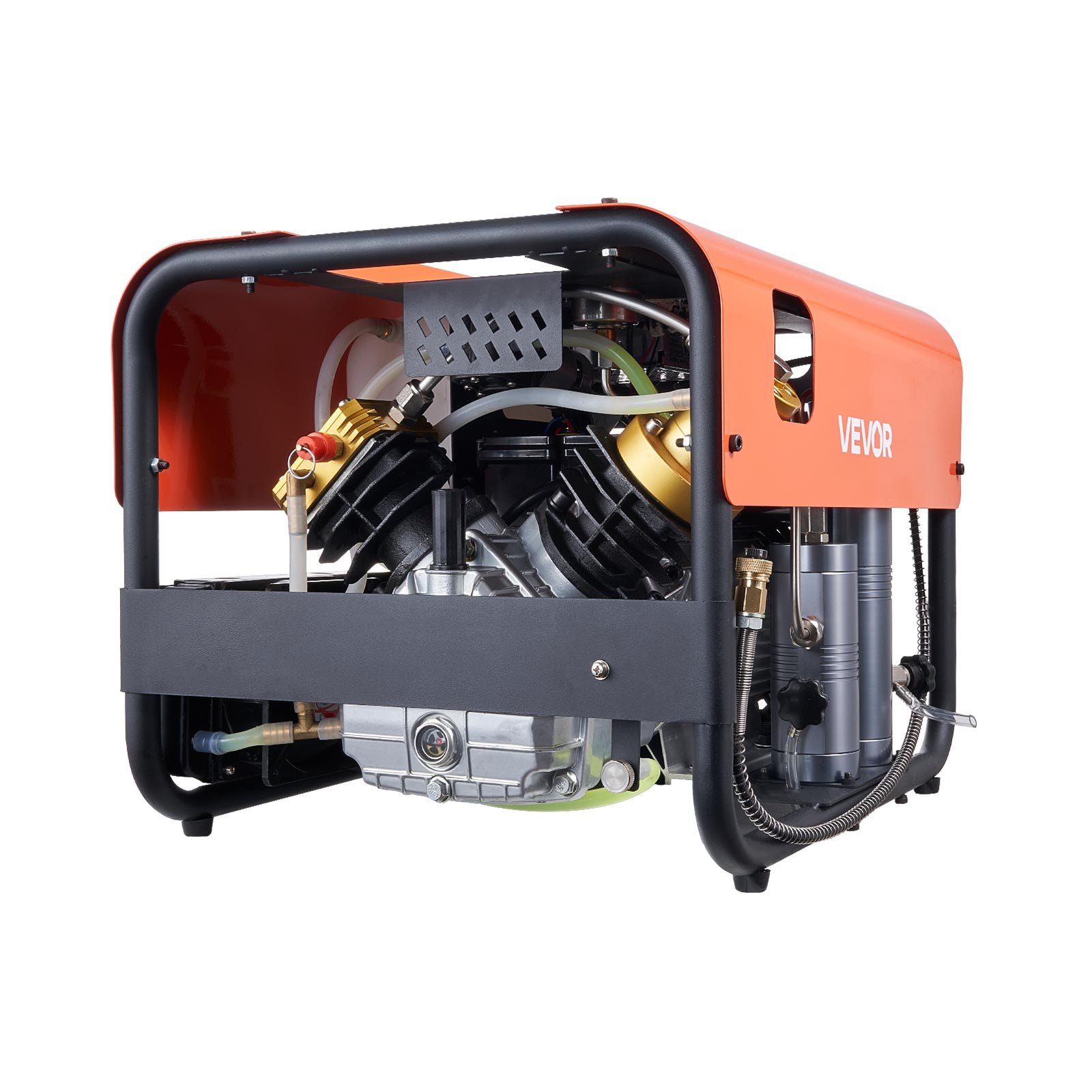 VEVOR Compresor de Aire PCP 30 MPa para Tanque de Buceo, Doble Cilindro con Parada Automática y Sistema de Refrigeración por Agua y Ventilador Integrado para Paintball, Rifles de Aire Comprimido