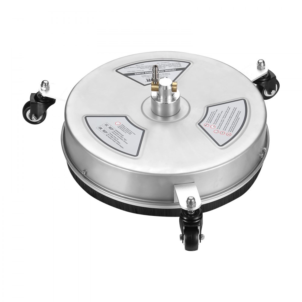 VEVOR Limpiador de Superficies para Limpiador de Alta Presión 380 mm Limpiador de Suelos con Ruedas Acero Inoxidable 276 bar Conector Rápido 0,635 cm 2 Extensiones Limpiador para Entrada Piso Patio