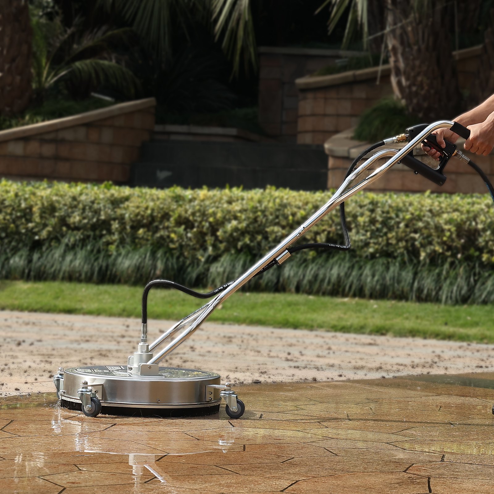 VEVOR Limpiador de Superficies para Limpiador de Alta Presión 508 mm Accesorio Limpiador de Suelos de Acero Inoxidable con Mango Giratorio 310 bar Conector de 0,95 cm Adaptador de 0,635 cm para Patio