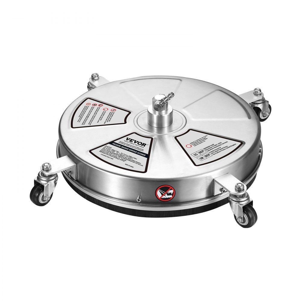VEVOR Limpiador de Superficies para Limpiadora de Alta Presión 457,2 mm Limpiador de Suelos con Ruedas Acero Inoxidable 276 bar Conector Rápido 0,635 cm 2 Extensiones Limpiador para Entrada Patio