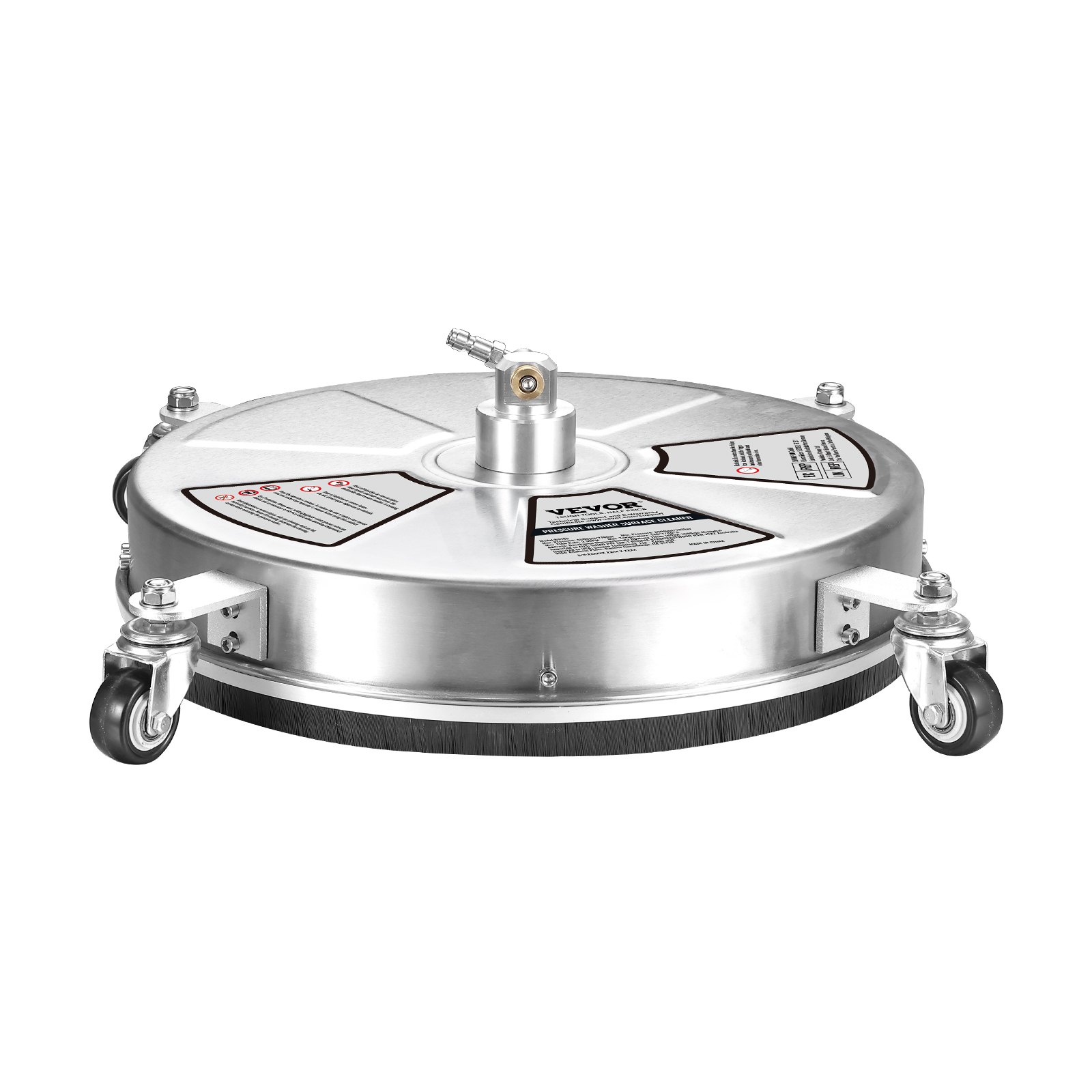 VEVOR Limpiador de Superficies para Limpiadora de Alta Presión 457,2 mm Limpiador de Suelos con Ruedas Acero Inoxidable 276 bar Conector Rápido 0,635 cm 2 Extensiones Limpiador para Entrada Patio
