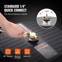 VEVOR Limpiador de Superficies para Limpiador de Alta Presión Universal 380 mm Accesorio para Limpiador de Suelos Plástico PP 276 bar Conector Rápido 0,635cm 2 Extensiones Limpiador para Entrada Patio