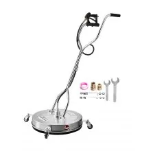 VEVOR Limpiador de Superficies con Hidrolavadora, Acero Inoxidable, 4 Ruedas, Forma Redondo, 27,58 Mpa máx., 2 Boquillas Rociadoras, Mango Doble, para Concreto, Patio, Acera, 612 x 612 x 1500 mm