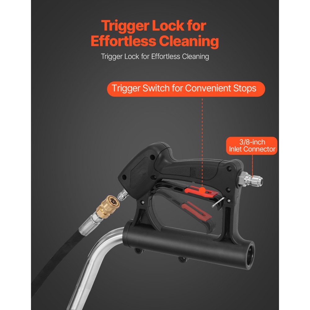 VEVOR 535 mm High-Pressure Cleaner Surface Cleaner, Stainless Steel Surface Cleaner on Wheels, 310 Bar max., 0.95 cm Connection Piece, Double Handle, 2 Nozzles, Spray for Concrete Terraces