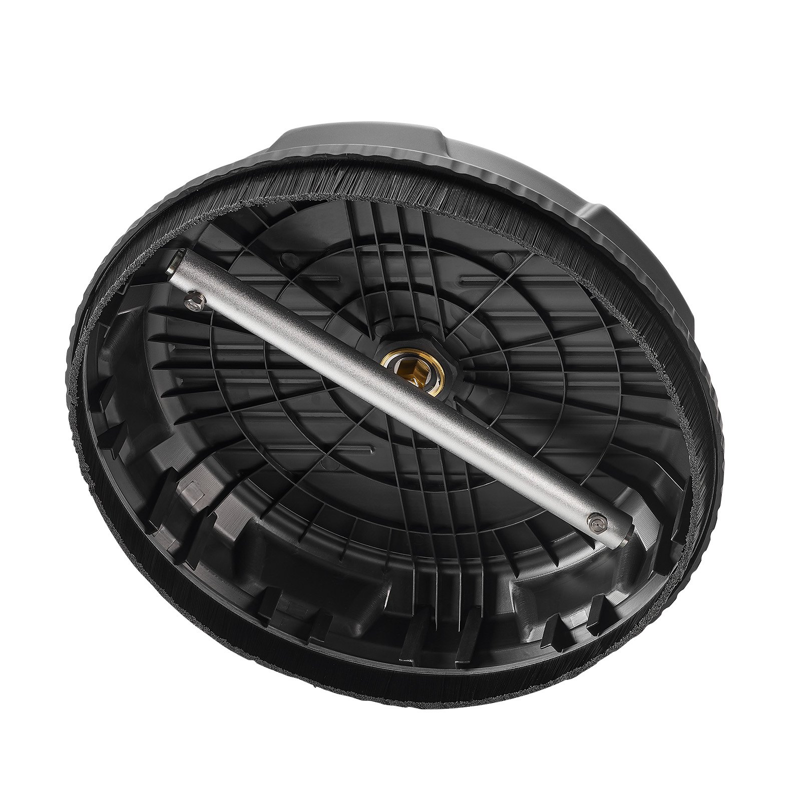 VEVOR 385 mm High-Pressure Cleaner Surface Cleaner Attachment, Plastic Surface Cleaner Attachment on Wheels, 276 Bar max., 0.635 cm Connection Piece, 2 Spray Nozzles for Concrete, Pavement, Black