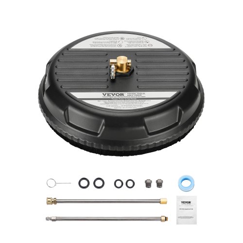 VEVOR Limpiador de Superficies con Hidrolavadora, Accesorios de Plástico con 4 Ruedas, 20,68 Mpa máx., 2 Boquillas Rociadoras, 2 Varillas Extendidas para Aceras, Patios y Terrazas, φ 385 x 120 mm