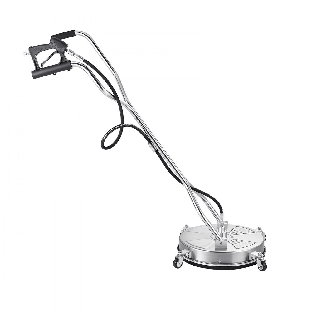 VEVOR Limpiador de Superficies con Hidrolavadora, Acero Inoxidable, 4 Ruedas, Forma Redondo, 27,58 Mpa máx., 2 Boquillas Rociadoras, Mango Doble, para Concreto, Patio, Acera, 465 x 465 x 1465 mm
