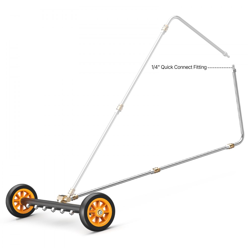 VEVOR 590 mm High Pressure Washer Underbody Cleaner, Stainless Steel Surface Cleaner, max. 4000 PSI, Angle Adjustment Gear, 7 Spray Nozzles, 2 Extended Poles for Driveway, Patio, Deck