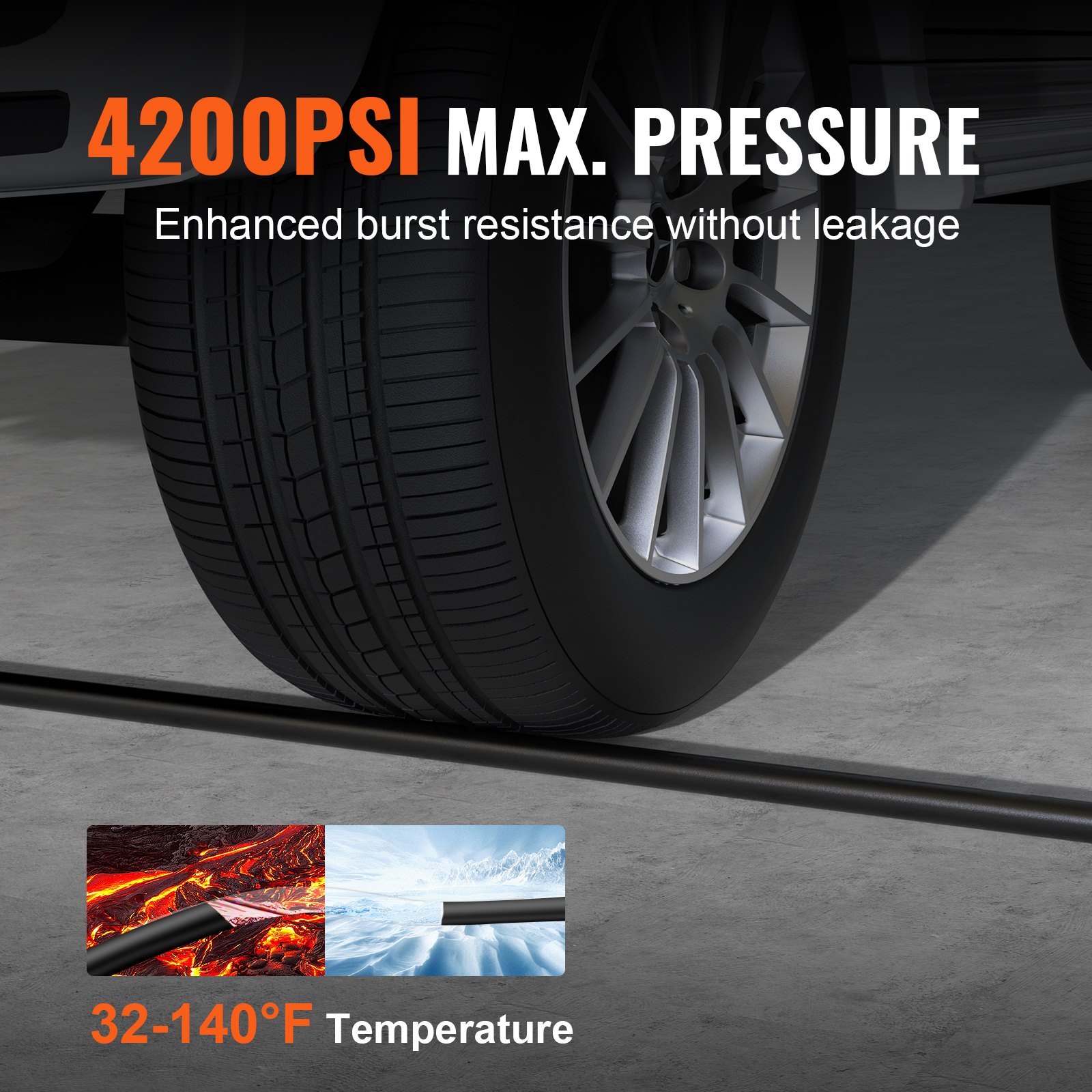 VEVOR Manguera de Lavado a Presión 30,2 m, 4200 PSI Conexión Rápida de 1/4"