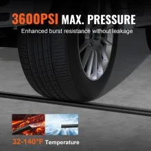 VEVOR Manguera Flexible para Lavadora a Presión 15,2 m, Manguera de Lavado a Presión de Repuesto Conexión 1/4" Conector Roscado M22-14 mm Radio de Curvatura 19,1 mm, 3600 PSI, para Extensión