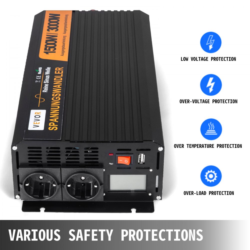 Inversor De Corriente De Onda Sinusoidal Pura 1500w 3000w 12v A 220v Convertidor
