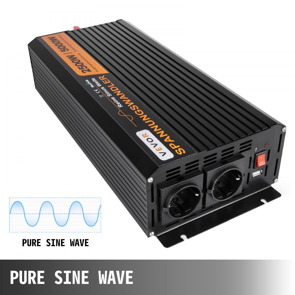 Inversor De Corriente Onda Pura 2500w 12v 5000w 220v Convertidor Con Cables