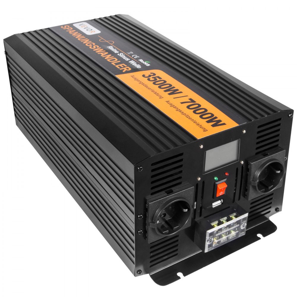 Inversor De Corriente De Onda Pura Convertidor Con Remote Cable 3500w - 7000w